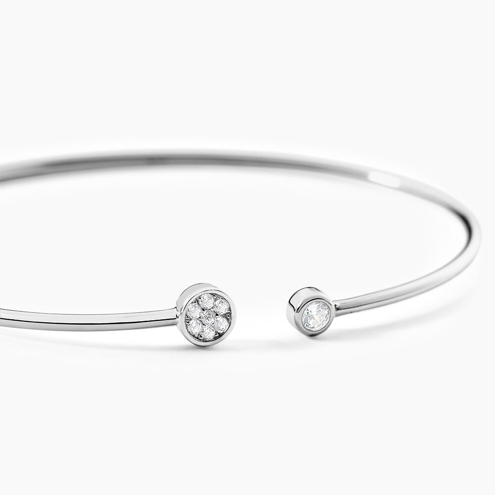 Bracelet Jonc Perline Argent Blanc Oxyde De Zirconium - Bracelets joncs Femme | Marc Orian