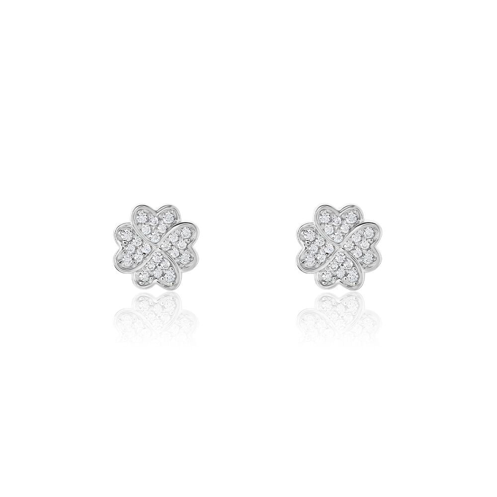 Boucles D'oreilles Puces Ottilie Argent Blanc Oxyde De Zirconium - Puces Femme | Marc Orian