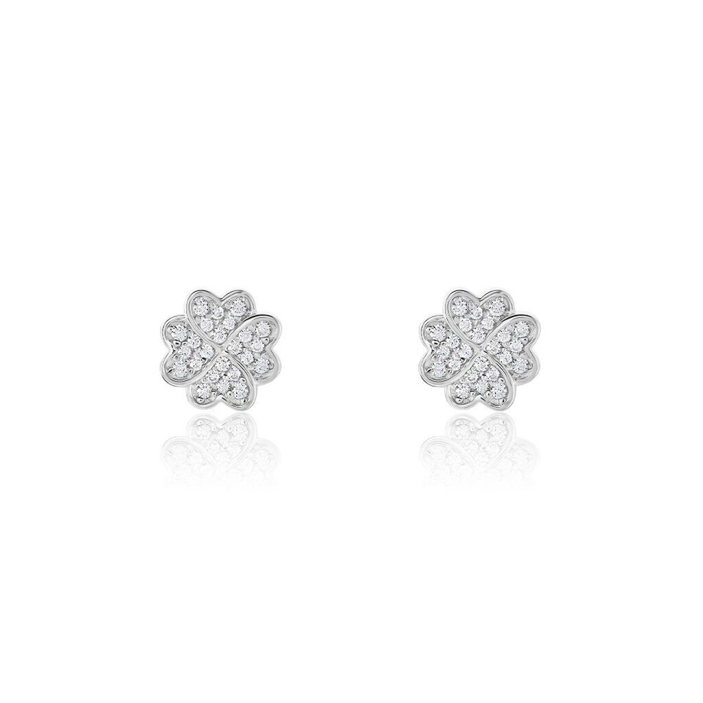 Boucles D'oreilles Puces Ottilie Argent Blanc Oxyde De Zirconium - Puces Femme | Marc Orian