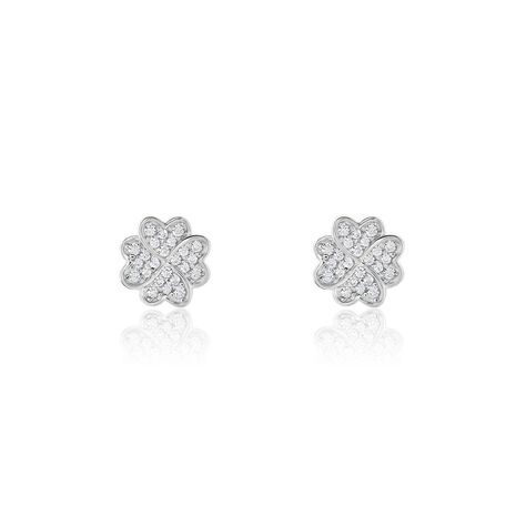 Boucles D'oreilles Puces Ottilie Argent Blanc Oxyde De Zirconium - Puces Femme | Marc Orian
