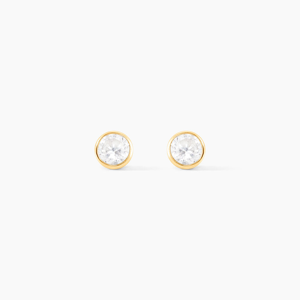 Boucles D'oreilles Puces Elda Serti Clos Or Jaune Oxyde De Zirconium - Puces Femme | Marc Orian
