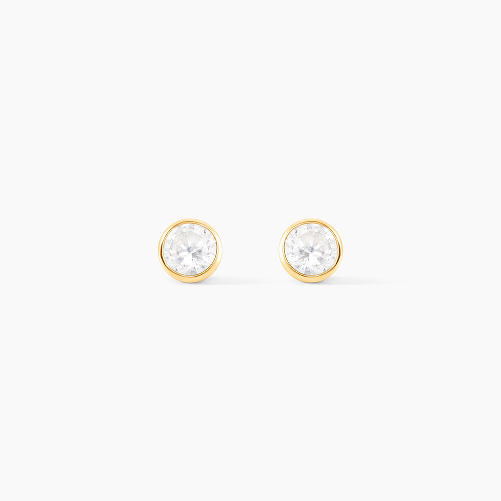 Boucles D'oreilles Puces Elda Serti Clos Or Jaune Oxyde De Zirconium - Puces Femme | Marc Orian