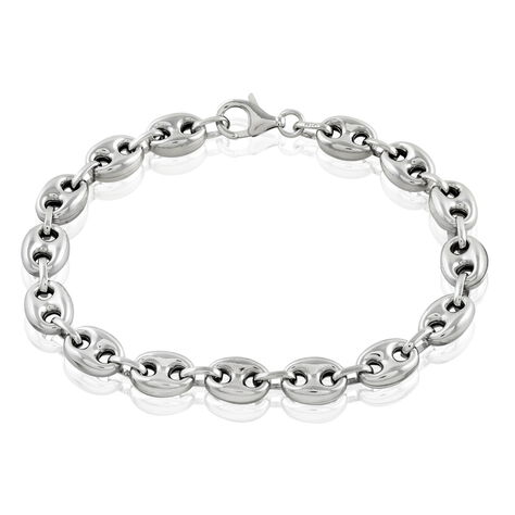 Bracelet Carrus Maille Grain De Cafe Argent Blanc - Bracelets mailles Femme | Marc Orian