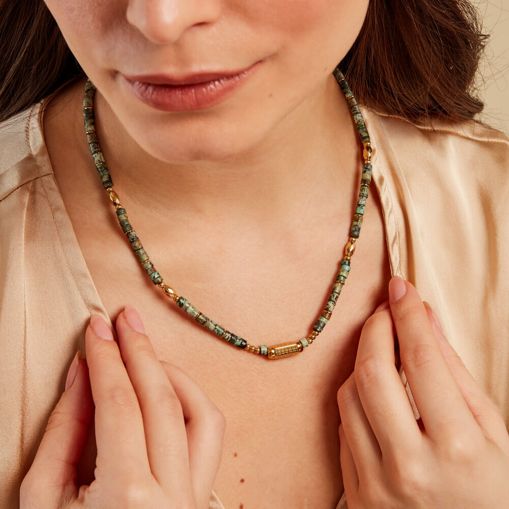 Collier Acier Jaune Turquoise - Colliers avec pierres Femme | Marc Orian