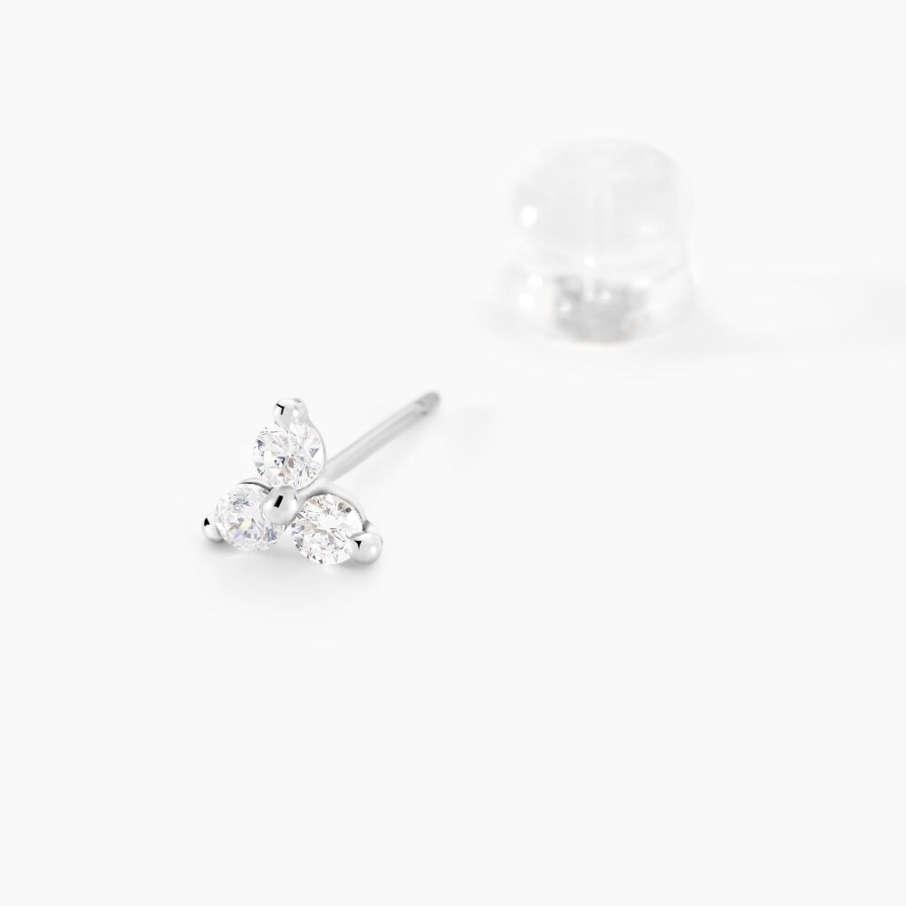 Boucles D'oreilles Puces Cassy Fleur Or Blanc Oxyde De Zirconium - Puces Femme | Marc Orian