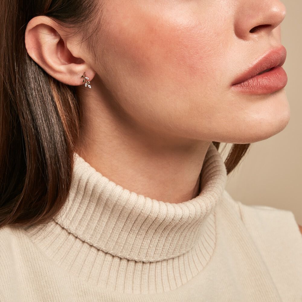 Boucles D'oreilles Puces Palmiro Or Jaune Diamant -  Femme | Marc Orian