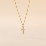 Collier Cobeia Croix Maille For&ccedil;at Or Jaune Oxyde De Zirconium - Colliers avec pierres Femme | Marc Orian