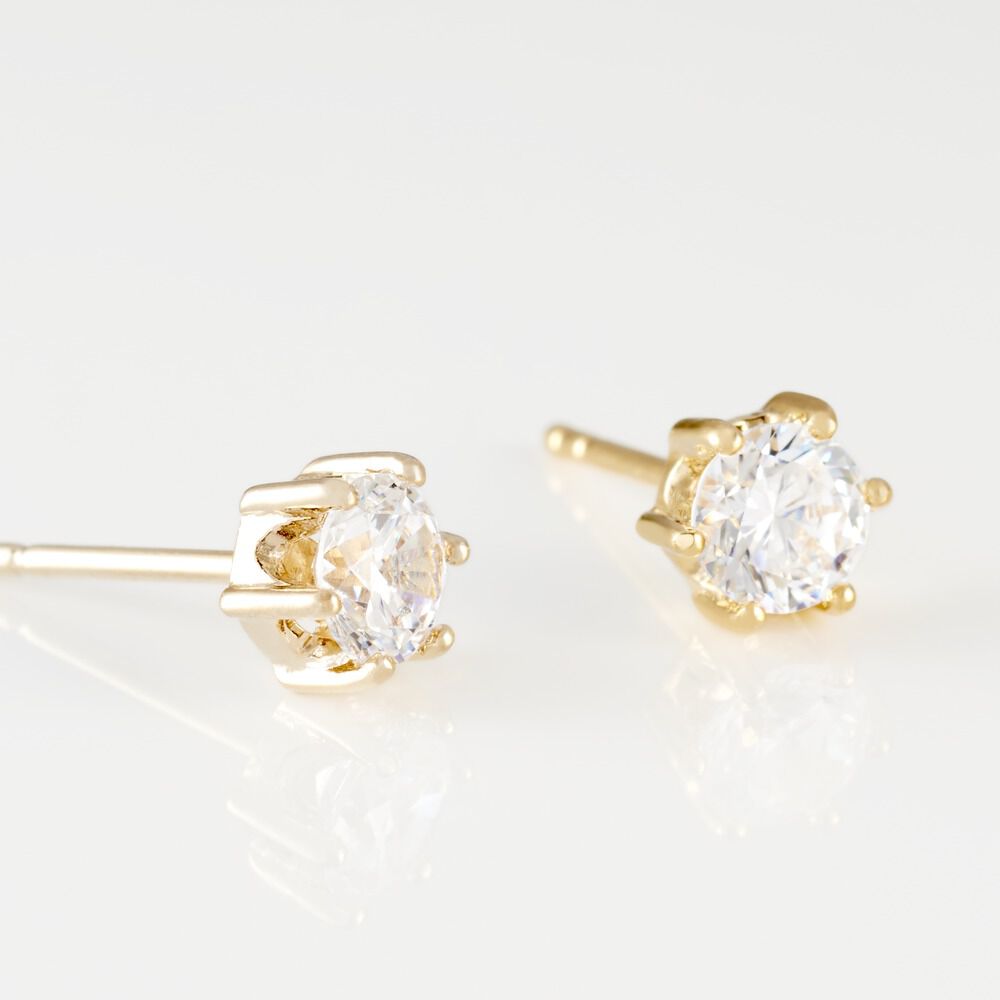 Boucles D'oreilles Puces Yl&eacute;na Plaqu&eacute; Or Jaune Oxyde De Zirconium - Puces Femme | Marc Orian