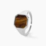 Bague M&eacute;tal Acier Argent&eacute; Oeil De Tigre - Bijoux fantaisie Homme | Marc Orian