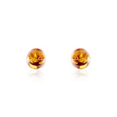 Boucles D'oreilles Puces Argent Blanc Brunhilld Ambre - Puces Femme | Marc Orian