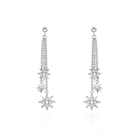 Boucles D'oreilles Pendantes Sathya Argent Blanc Oxyde De Zirconium - Pendantes Femme | Marc Orian