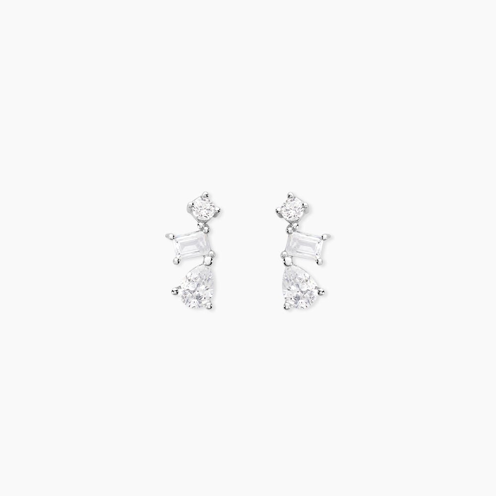 Boucles D'oreilles Puces Eclat D'Aurore Argent Blanc Oxydes De Zirconium - Puces Femme | Marc Orian