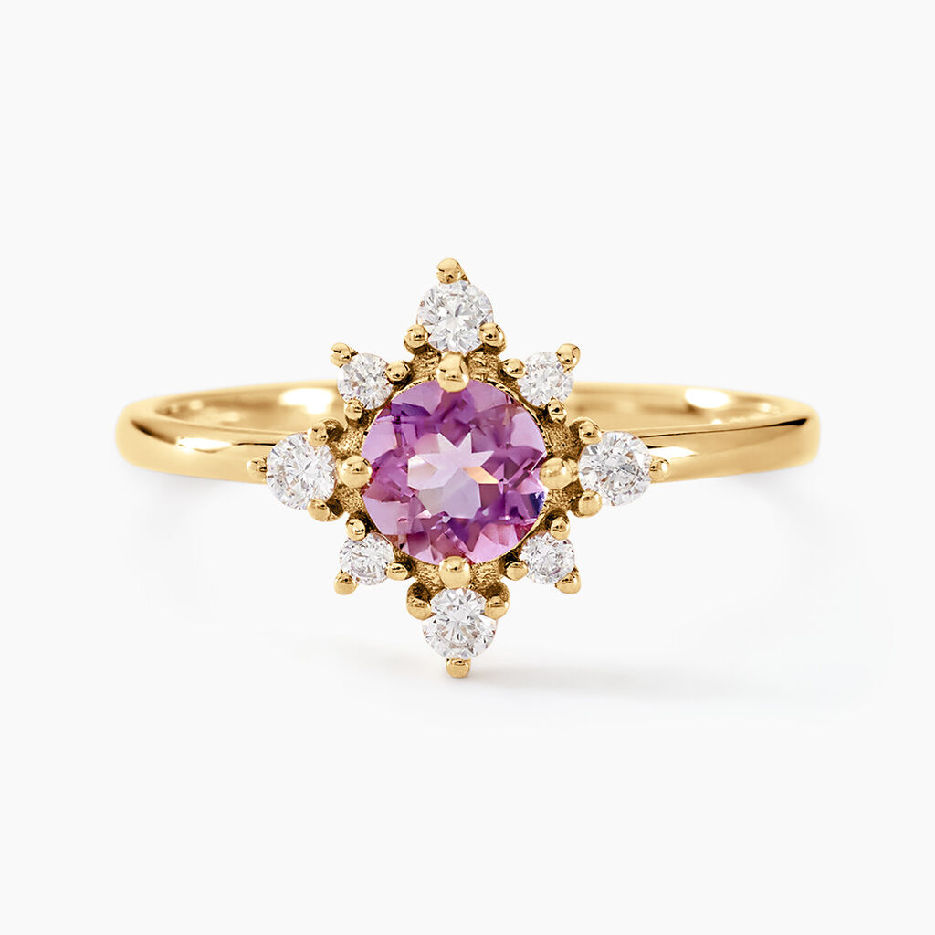 Bague Astrithr Or Jaune Am&eacute;thyste Oxyde De Zirconium - Bagues pierres fines Femme | Marc Orian