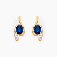 Bijoux D'oreilles Emotion Or Jaune Saphir Diamant