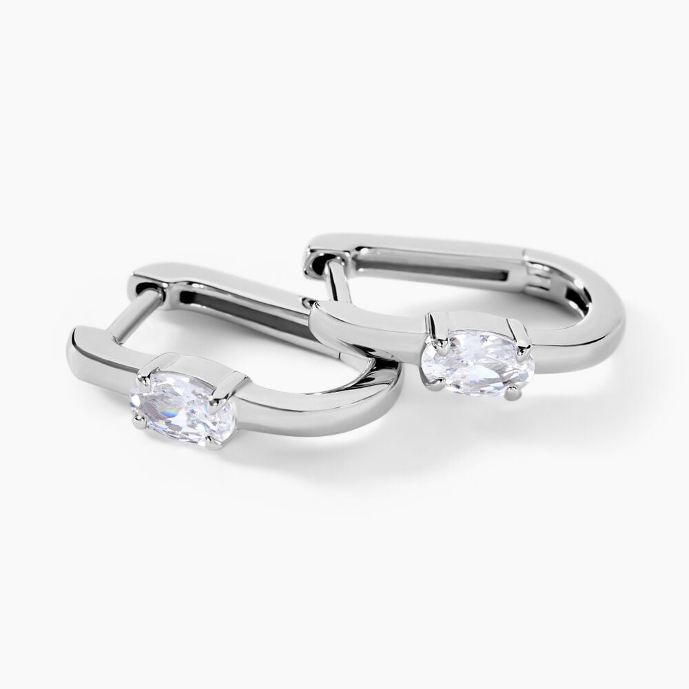 Créoles Oddone Argent Blanc Oxyde De Zirconium - Créoles Femme | Marc Orian
