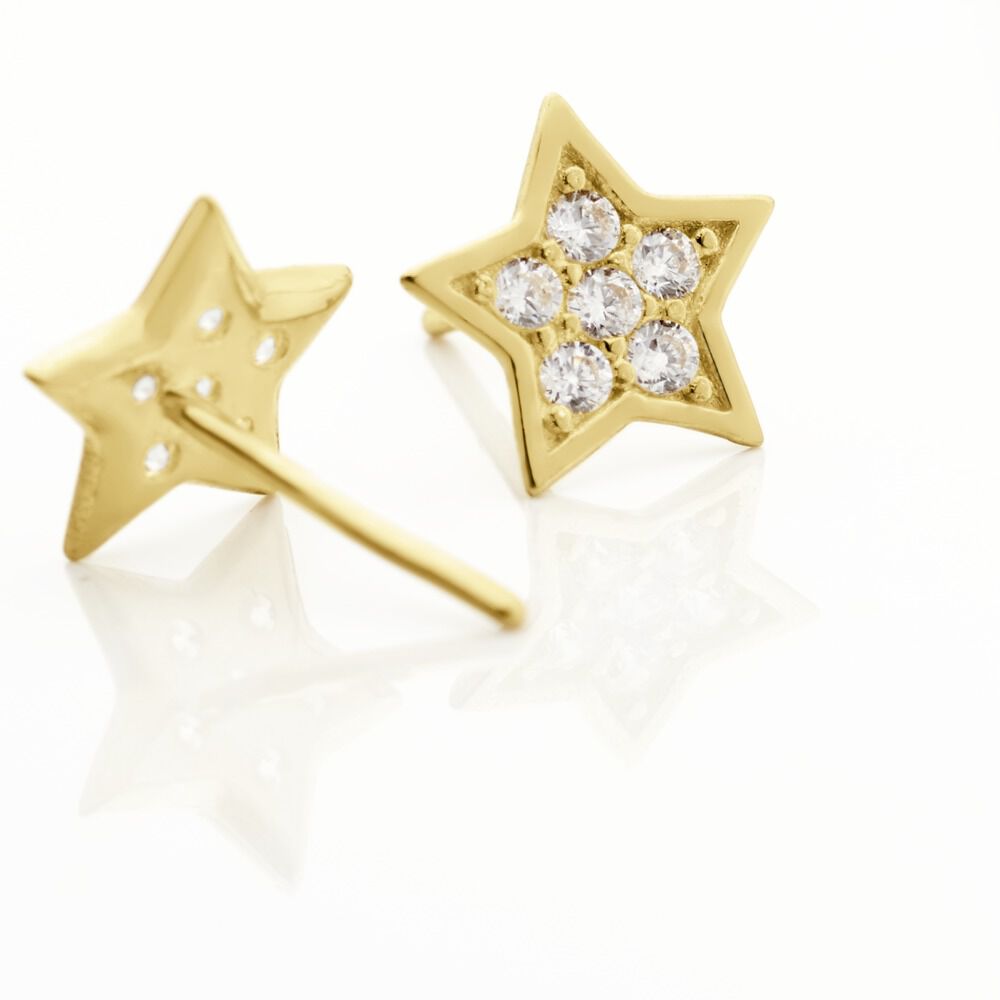 Boucles D'oreilles Puces Elais Etoile Or Jaune Oxyde De Zirconium - Puces Femme | Marc Orian