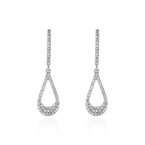 Boucles D'oreilles Pendantes Or Blanc Abilene Diamants - Boucles d'oreilles pierres précieuses Femme | Marc Orian