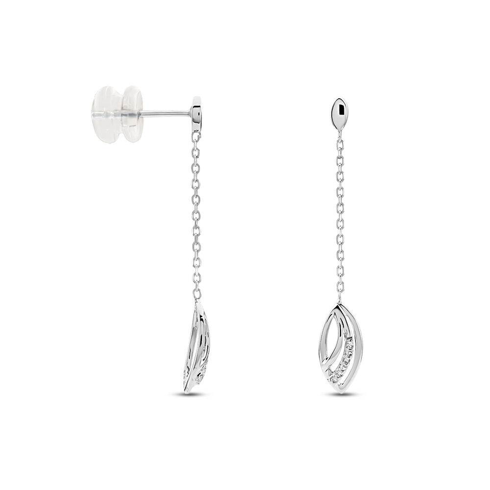 Boucles D'oreilles Pendantes Or Blanc Aatami Diamants - Pendantes Femme | Marc Orian