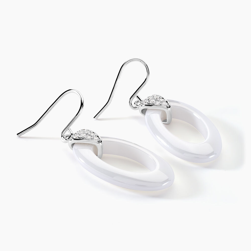Boucles D'oreilles Pendantes Peer Argent Blanc Oxyde De Zirconium - Pendantes Femme | Marc Orian