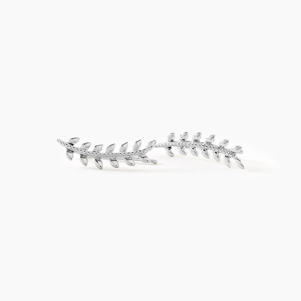 Boucles D'oreilles Grimpantes Folia Argent Blanc - Piercings d'oreilles Femme | Marc Orian