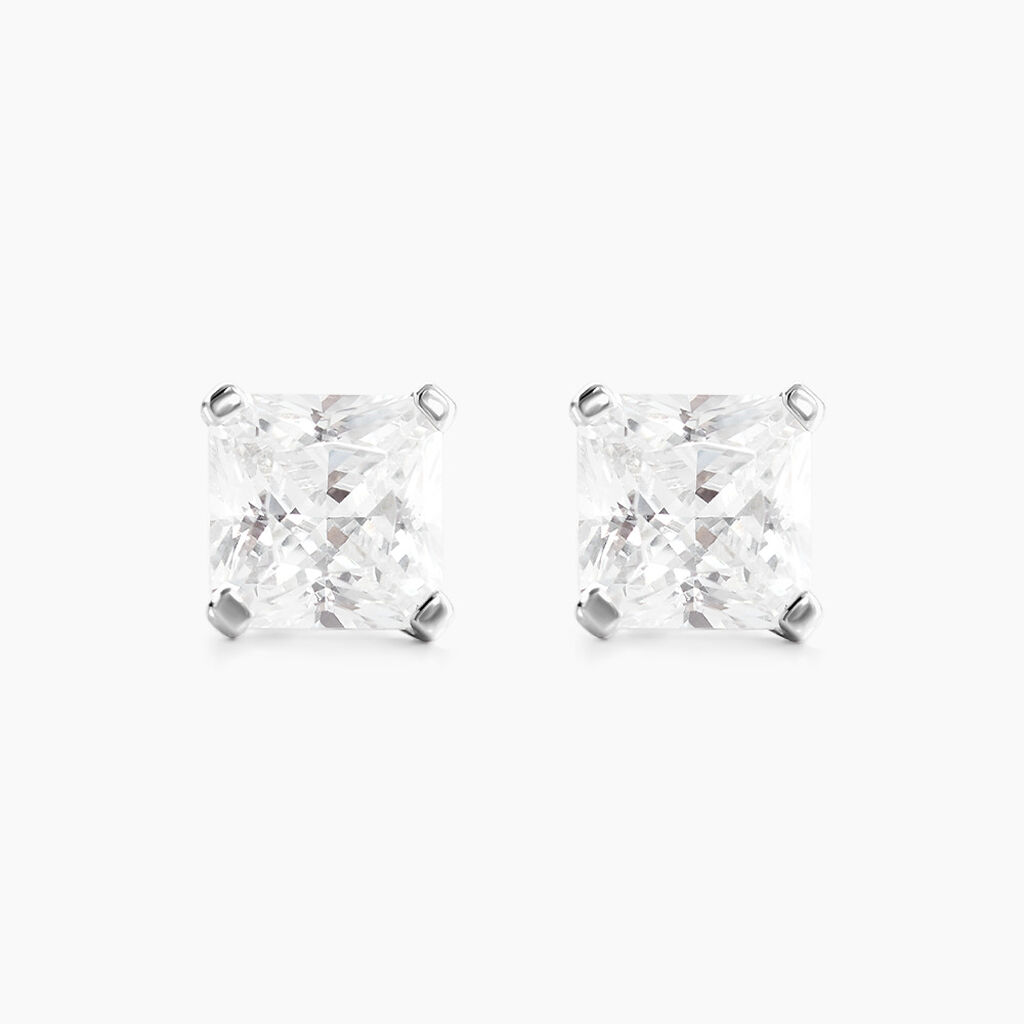 Boucles D'oreilles Puces Doreen Carre Or Blanc Oxyde De Zirconium - Puces Femme | Marc Orian