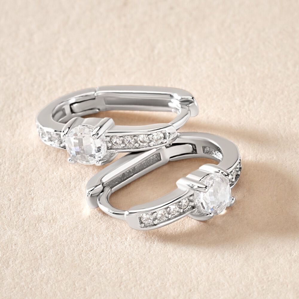 Créoles Francene Argent Blanc Oxyde De Zirconium - Créoles Femme | Marc Orian