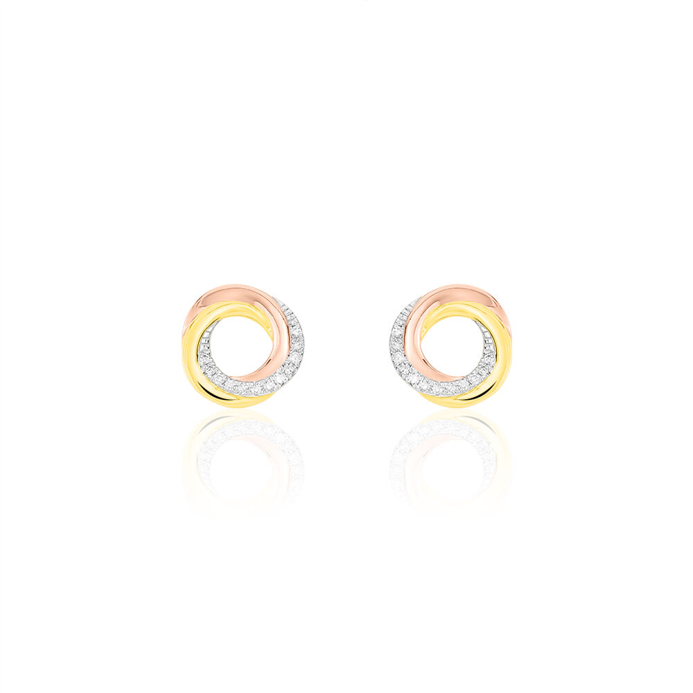 Boucles D'oreilles Puces Tiara Or Tricolore Diamant - Puces Femme | Marc Orian