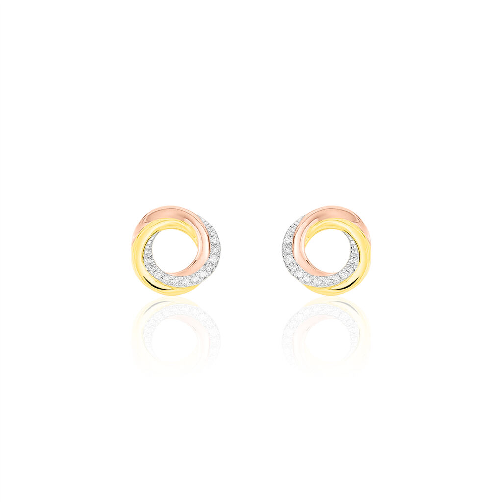 Boucles D'oreilles Puces Tiara Or Tricolore Diamant - Puces Femme | Marc Orian