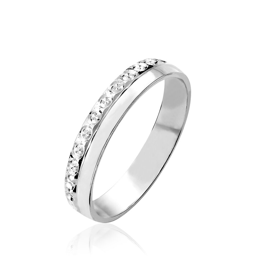 Alliance Fantaisie Diamantee Ruban Plat Or Blanc - Alliances duo Unisex | Marc Orian