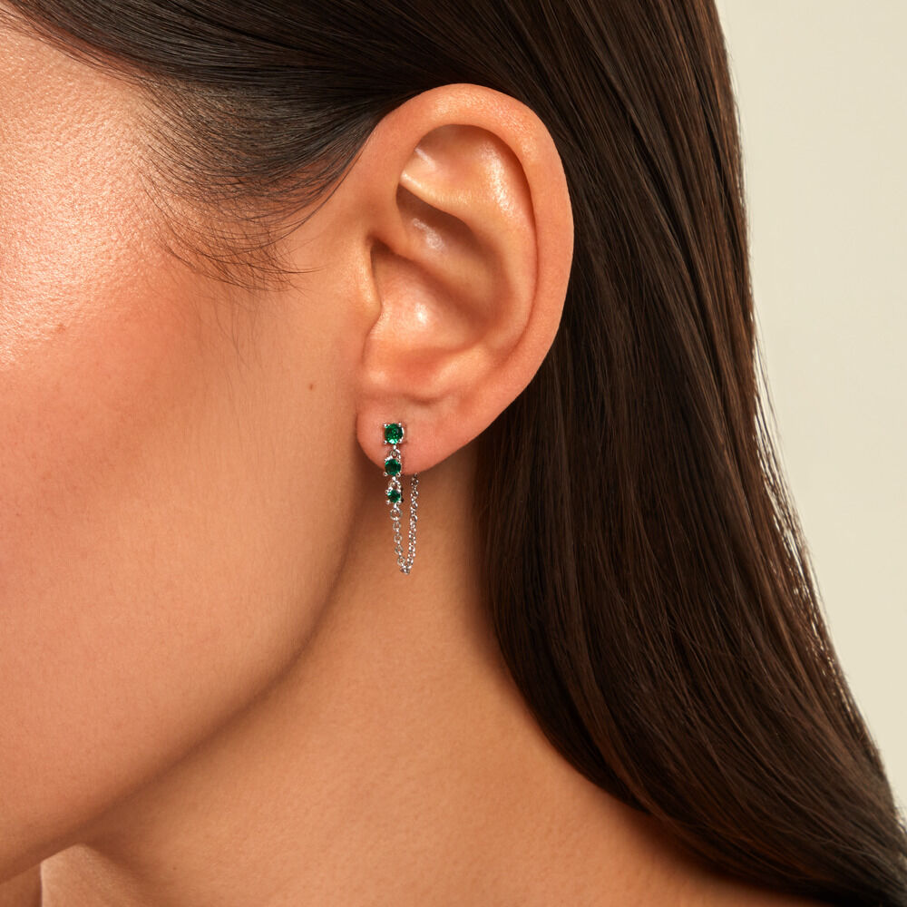 Bijoux D'Oreilles Emiko Argent Blanc Oxyde De Zirconium - Piercings d'oreilles Femme | Marc Orian