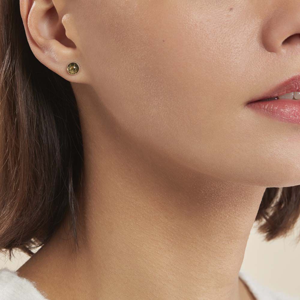 Boucles D'oreilles Puces Argent Blanc Acacia Ambre - Puces Femme | Marc Orian