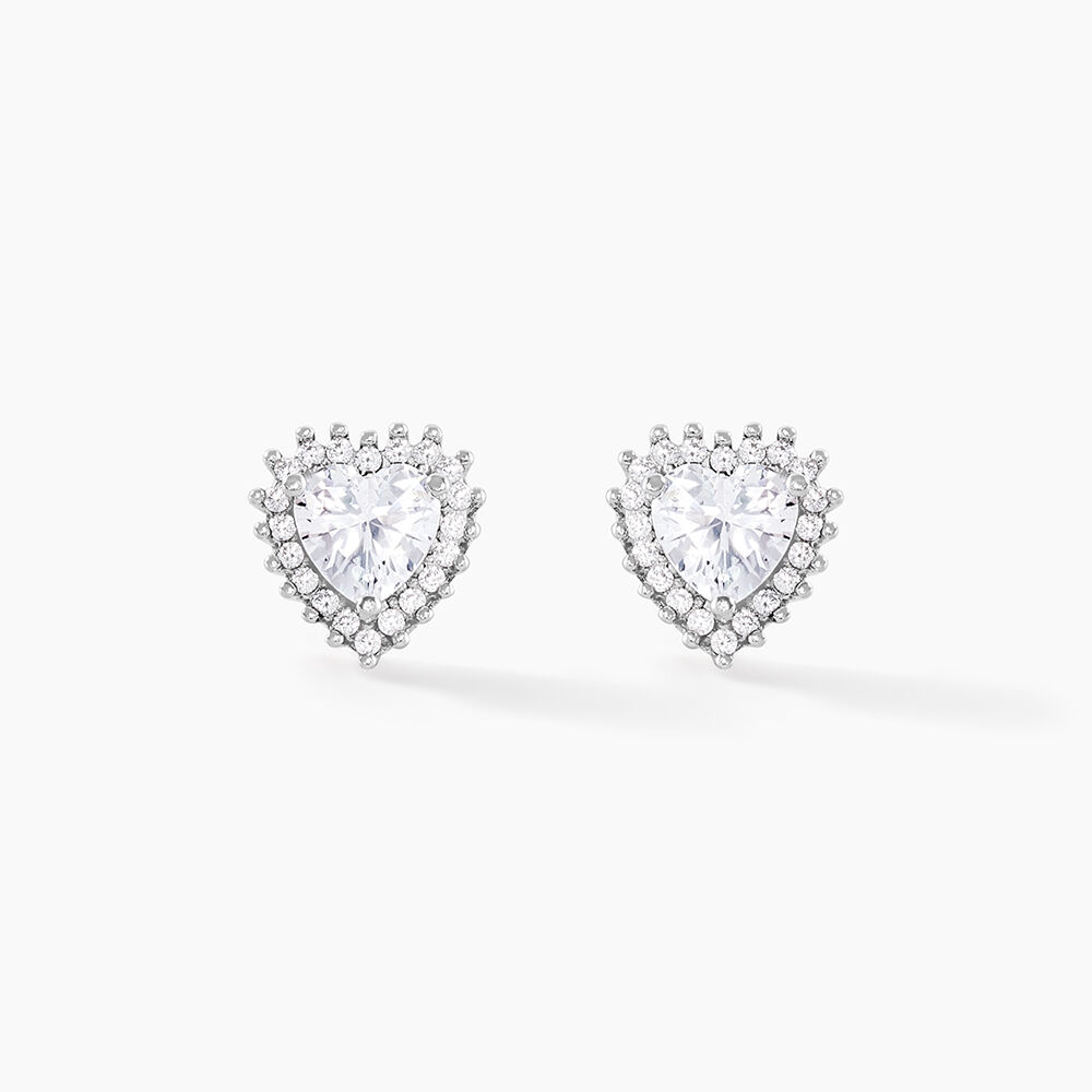 Boucles D'oreilles Puces Calvi Argent Blanc Oxyde De Zirconium - Puces Femme | Marc Orian