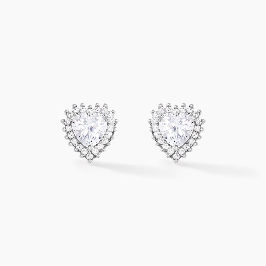 Boucles D'oreilles Puces Calvi Argent Blanc Oxyde De Zirconium - Puces Femme | Marc Orian