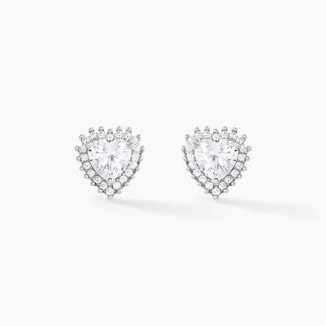 Boucles D'oreilles Puces Calvi Argent Blanc Oxyde De Zirconium - Puces Femme | Marc Orian