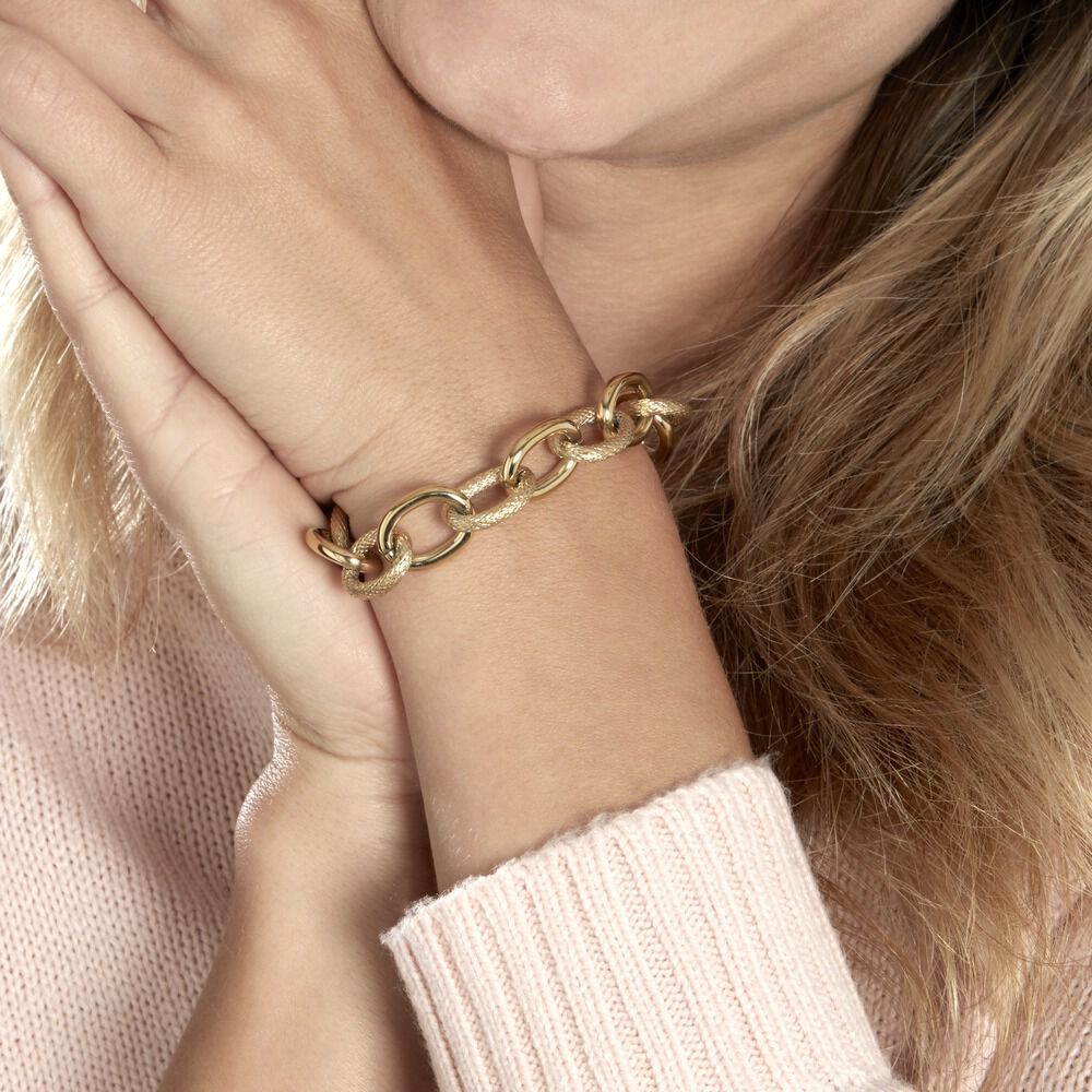 Bracelet Aelia Maille Alternee Acier Jaune - Bracelets chaînes Femme | Marc Orian