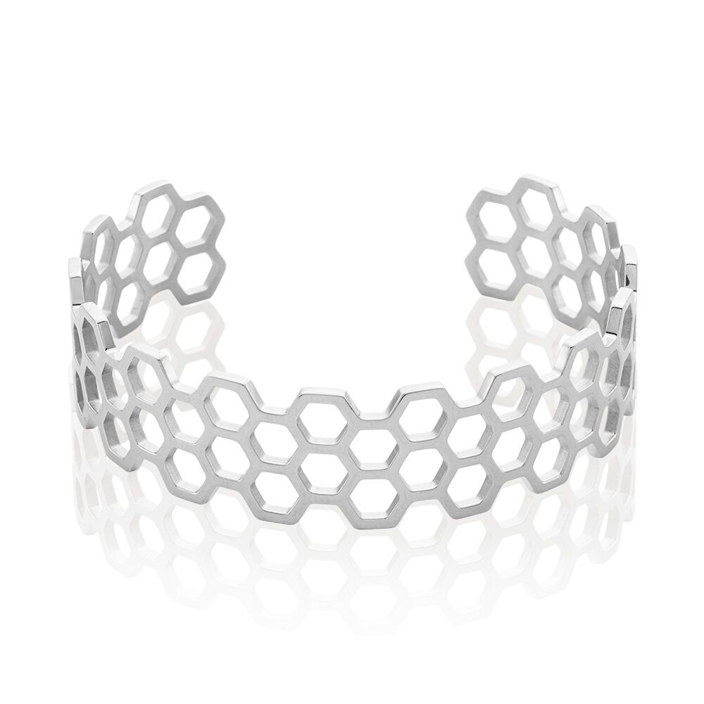 Bracelet Jonc Ouvert Acier Blanc Buglose - Bracelets joncs Femme | Marc Orian