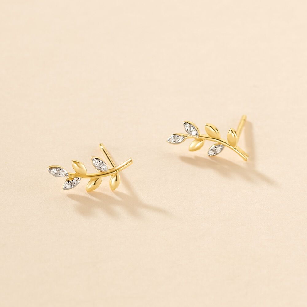 Boucles D'oreilles Puces Palmiro Or Jaune Diamant -  Femme | Marc Orian