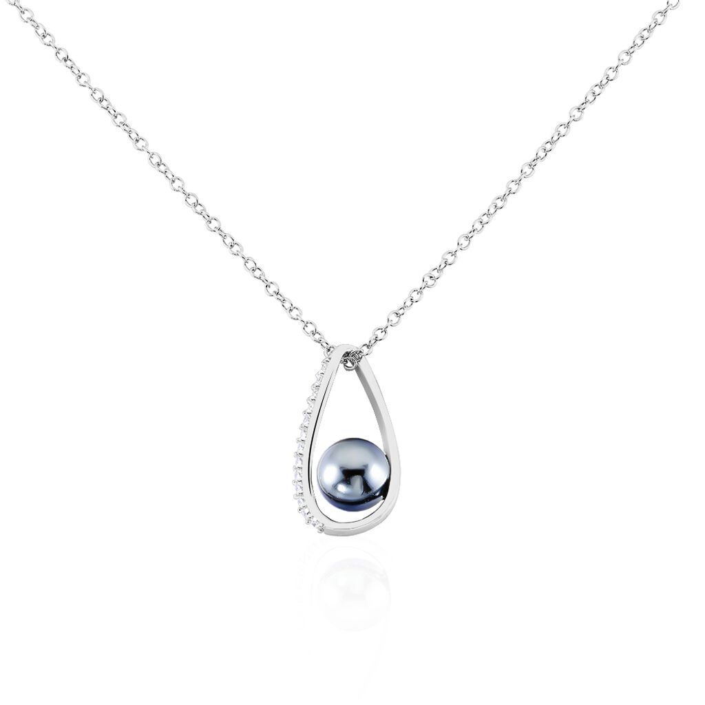 Collier Polynesie Argent Blanc Perle D'imitation Et Oxyde De Zirconium - Colliers avec pierres Femme | Marc Orian