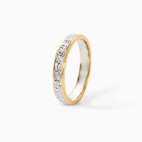 Alliance Grain De Folie Diamantee Ruban Plat Or Bicolore - Alliances duo Unisex | Marc Orian
