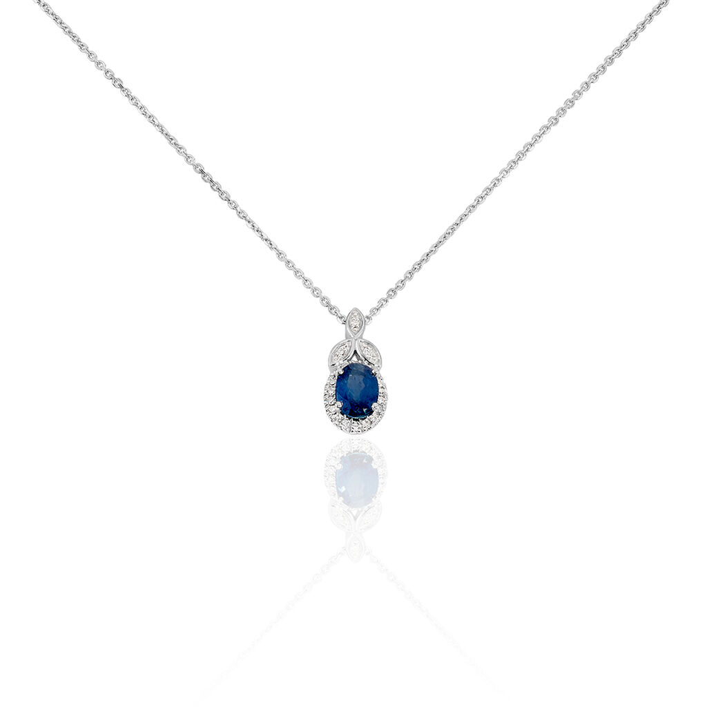 Collier Cloee Or Blanc Saphir Et Diamant - Colliers avec pierres Femme | Marc Orian