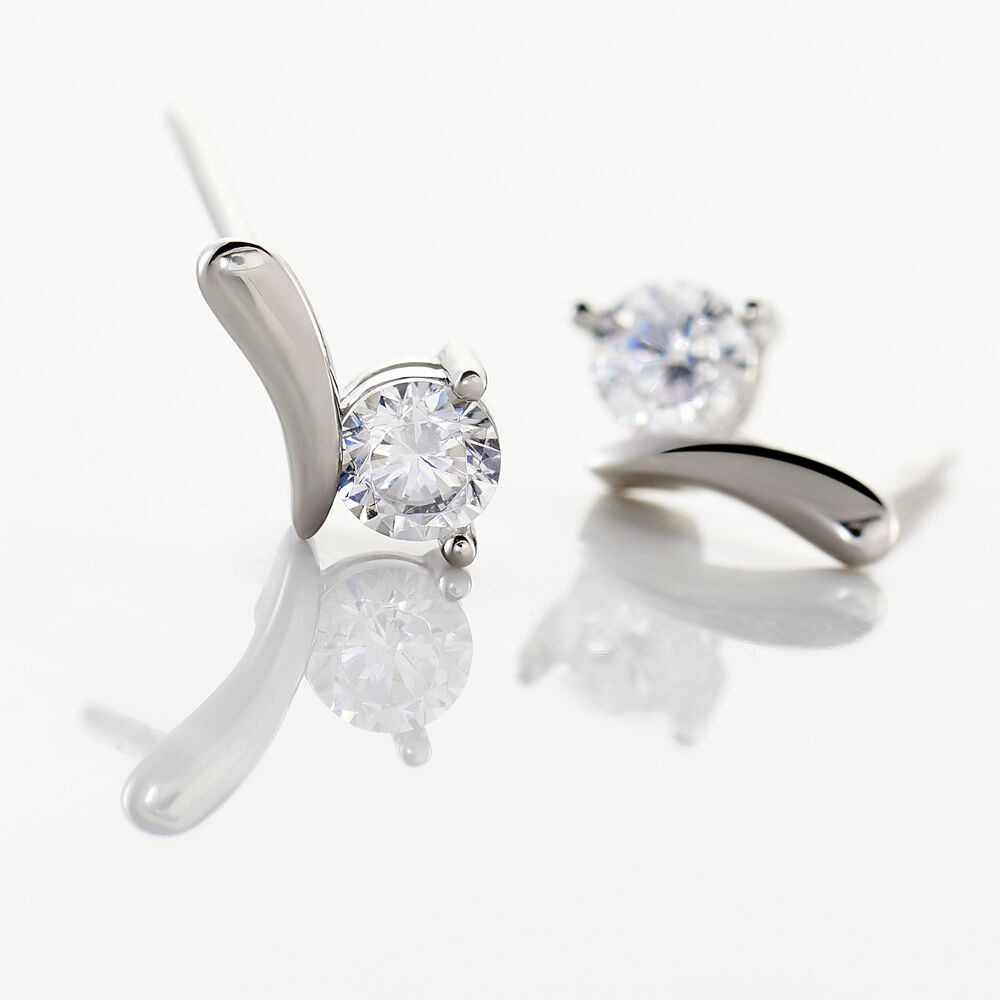 Boucles D'oreilles Pendantes April Argent Blanc Oxyde De Zirconium - Puces Femme | Marc Orian