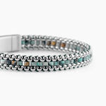 Bracelet Naturel Acier Blanc Jaspe Africain - Bracelets cha&icirc;nes Homme | Marc Orian