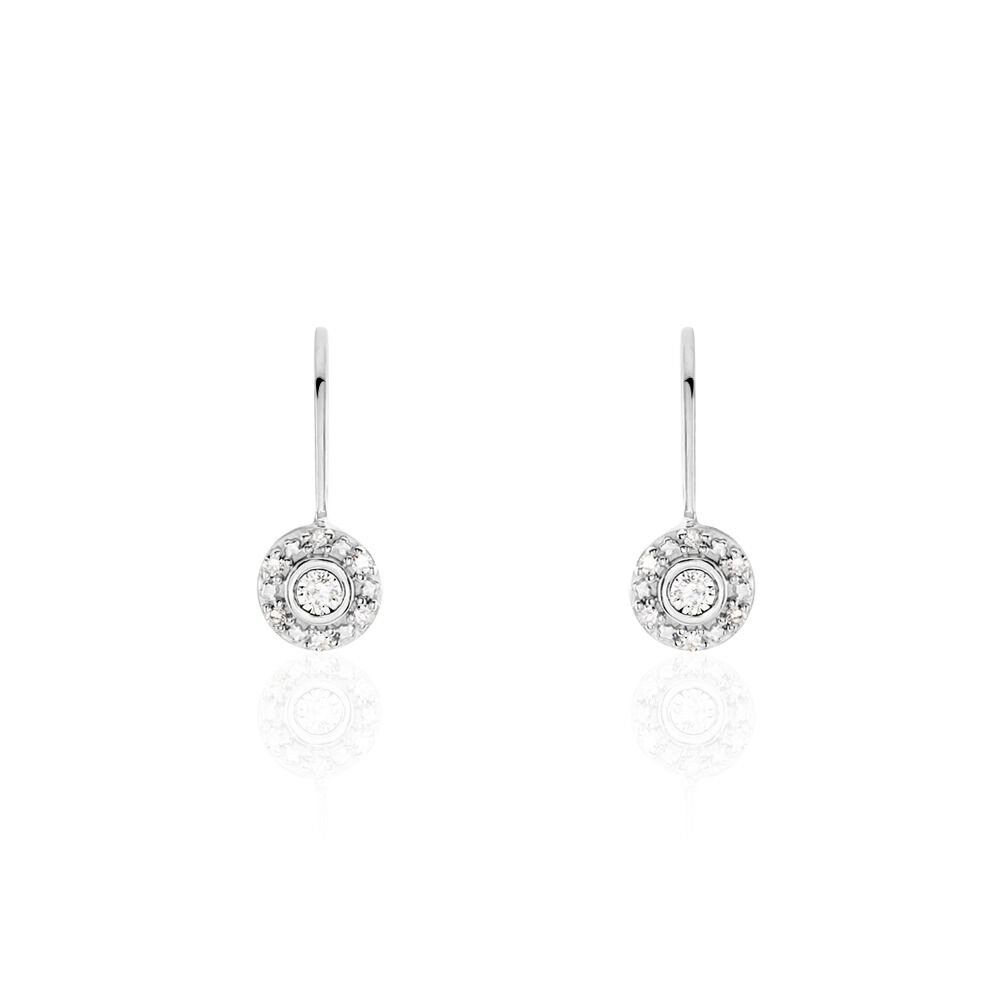 Boucles D'oreilles Pendantes Or Blanc Quin Diamants - Pendantes Femme | Marc Orian