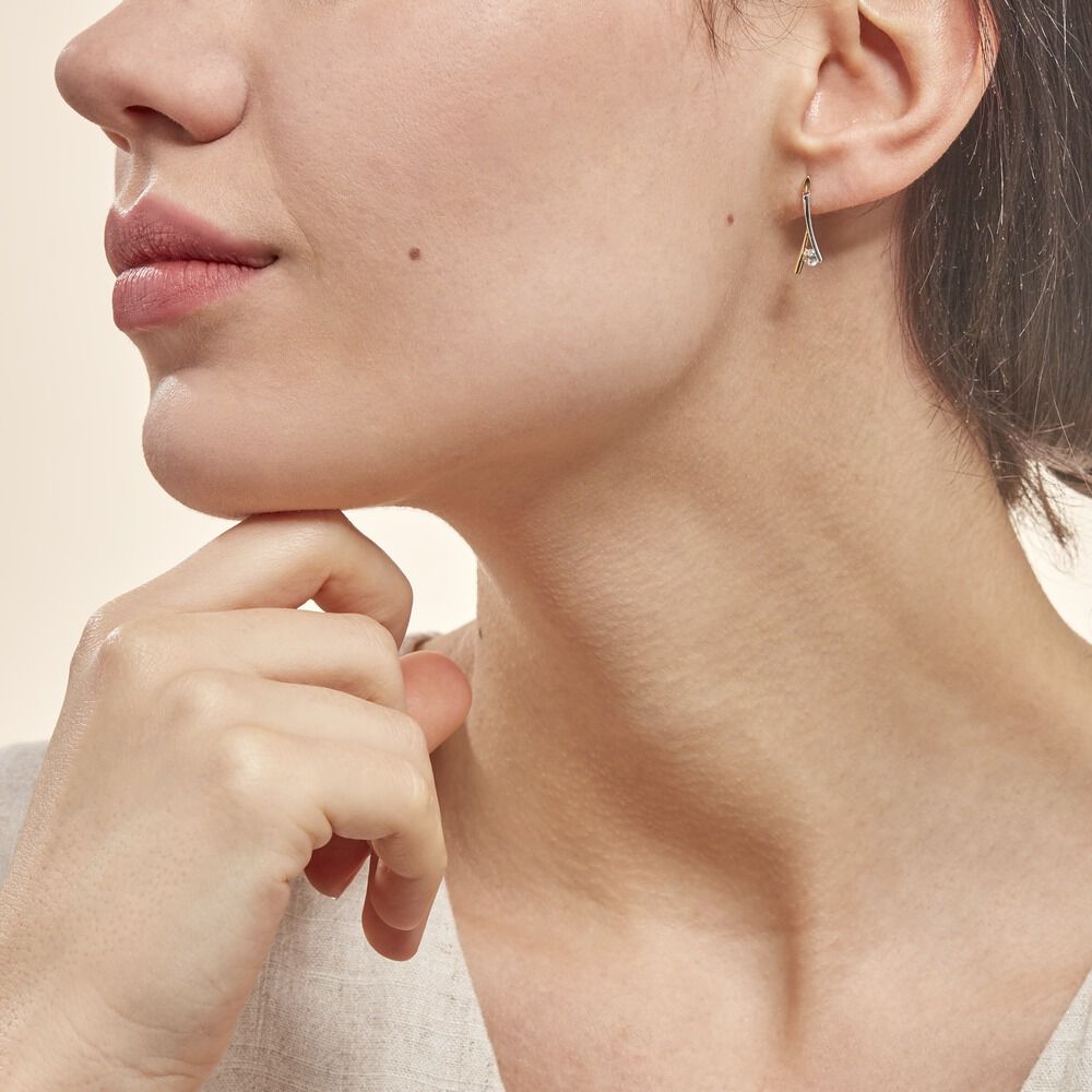 Boucles D'oreilles Pendantes Madli Or Bicolore Topaze - Pendantes Femme | Marc Orian