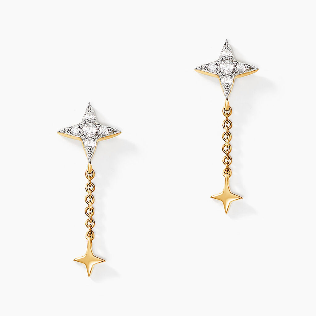 Bijoux D'oreilles Lumiere Or Jaune Oxyde De Zirconium - Pendantes Femme | Marc Orian