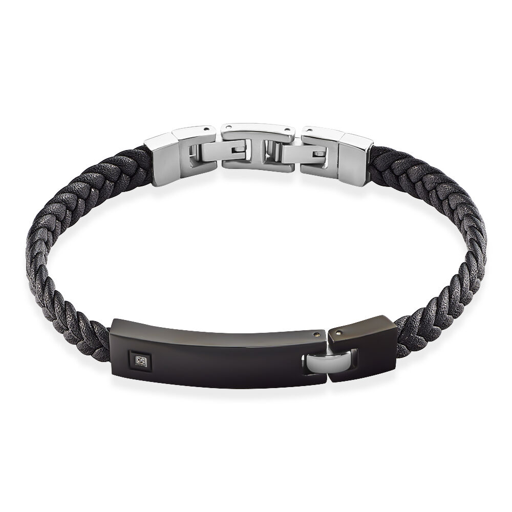 Bracelet Phebus Him Camille Acier Blanc Diamant - Bracelets cuir Homme | Marc Orian