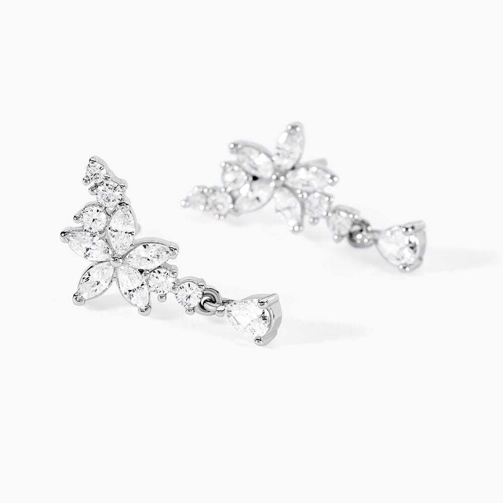 Boucles D'oreilles Pendantes Bertha Argent Blanc Oxyde De Zirconium - Pendantes Femme | Marc Orian