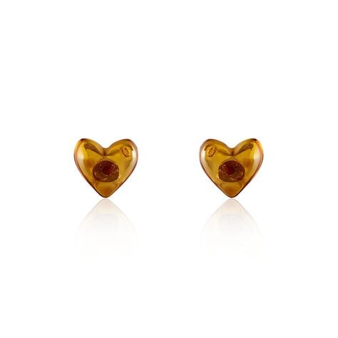 Boucles D'oreilles Puces Argent Blanc Nida Ambre - Puces Femme | Marc Orian