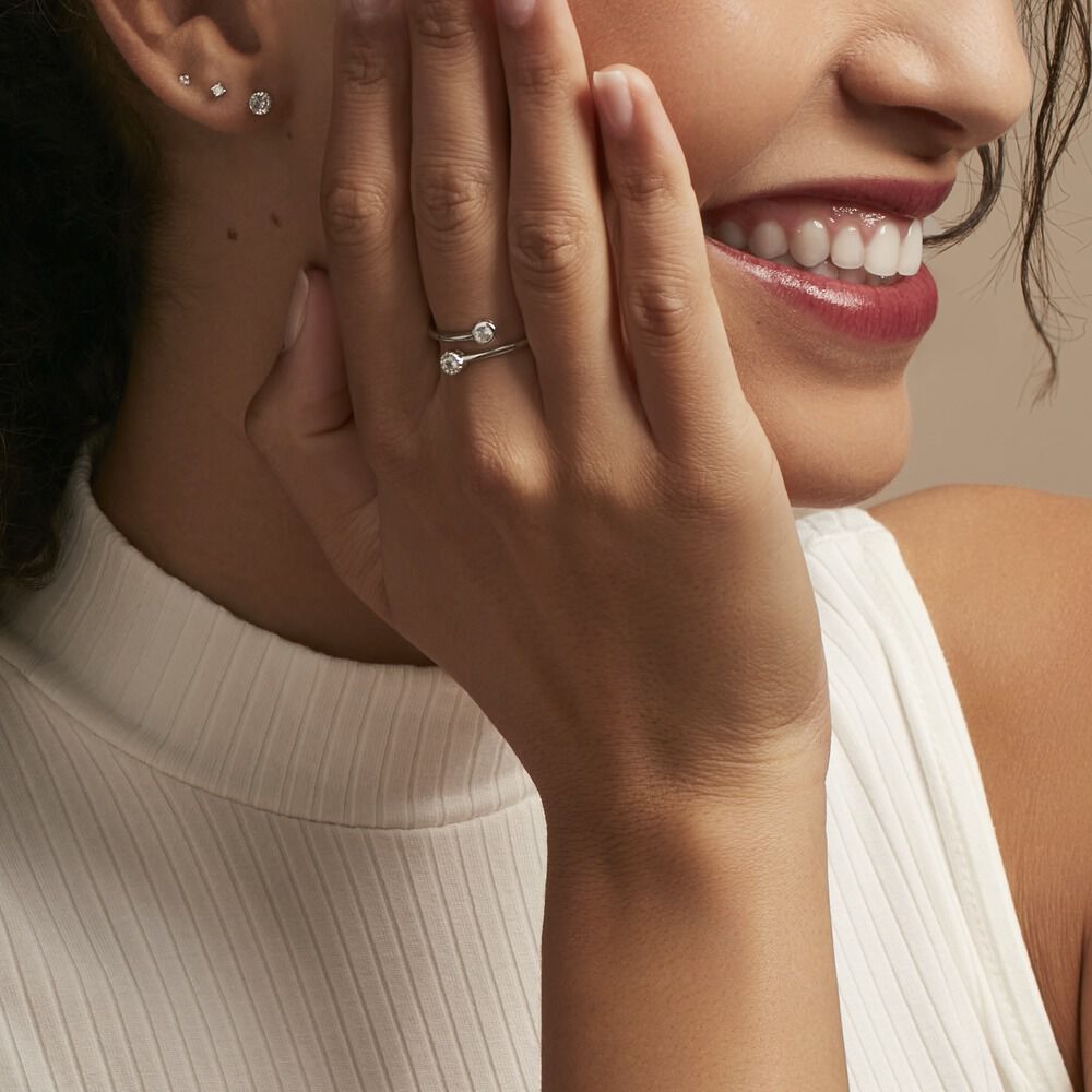 Bague Ajustable Mechte 1 Argent Blanc Oxyde De Zirconium - Bagues avec pierre Femme | Marc Orian