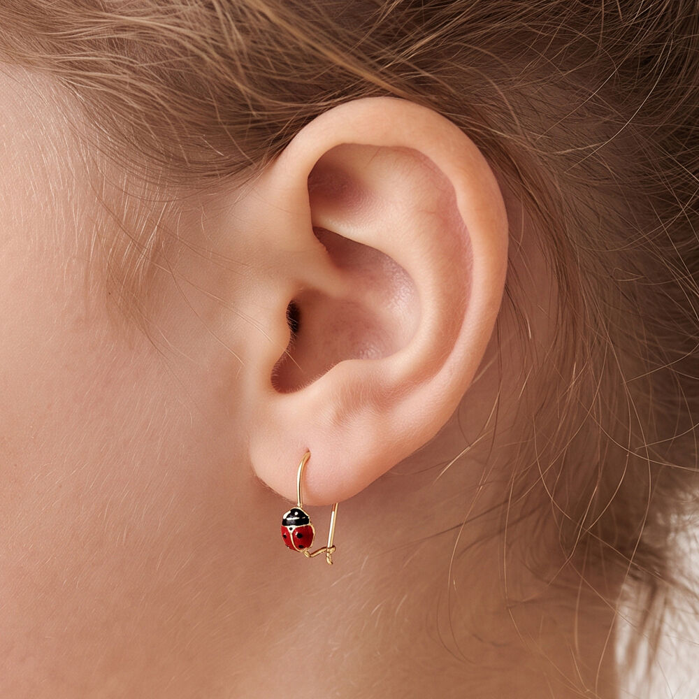 Boucles D'oreilles Pendantes Helidie Coccinelle Or Jaune - Pendantes Enfant | Marc Orian